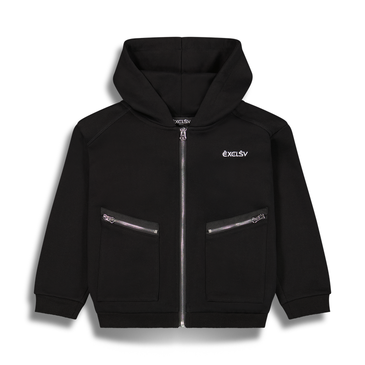 Kids Black Zip-Up Hoodie - EXCLSV