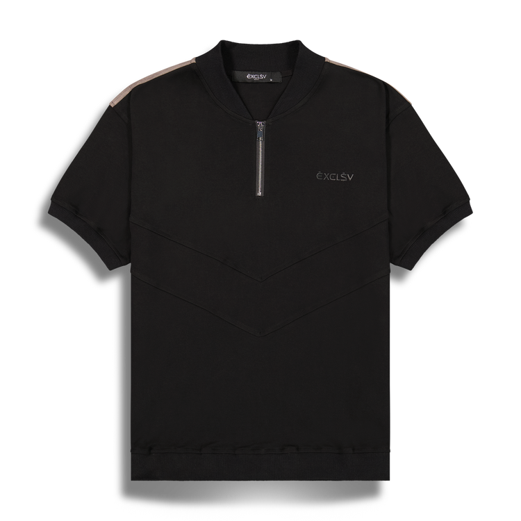 Black Baseball Collar Polo - EXCLSV