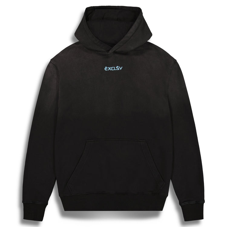 Black Washed Frazzled Hoodie - EXCLSV