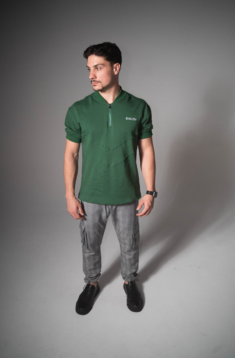 Green Baseball Collar Polo - EXCLSV