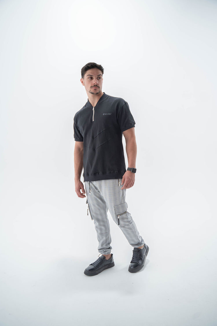 Black Baseball Collar Polo - EXCLSV