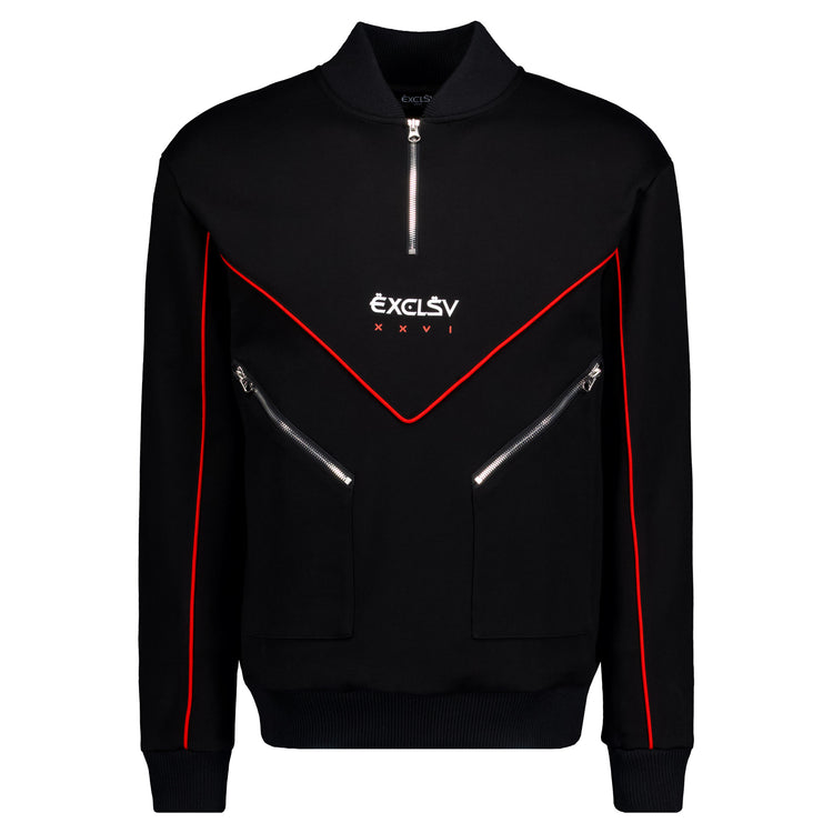 Black and Red Strada Half-Zip Sweatshirt - EXCLSV