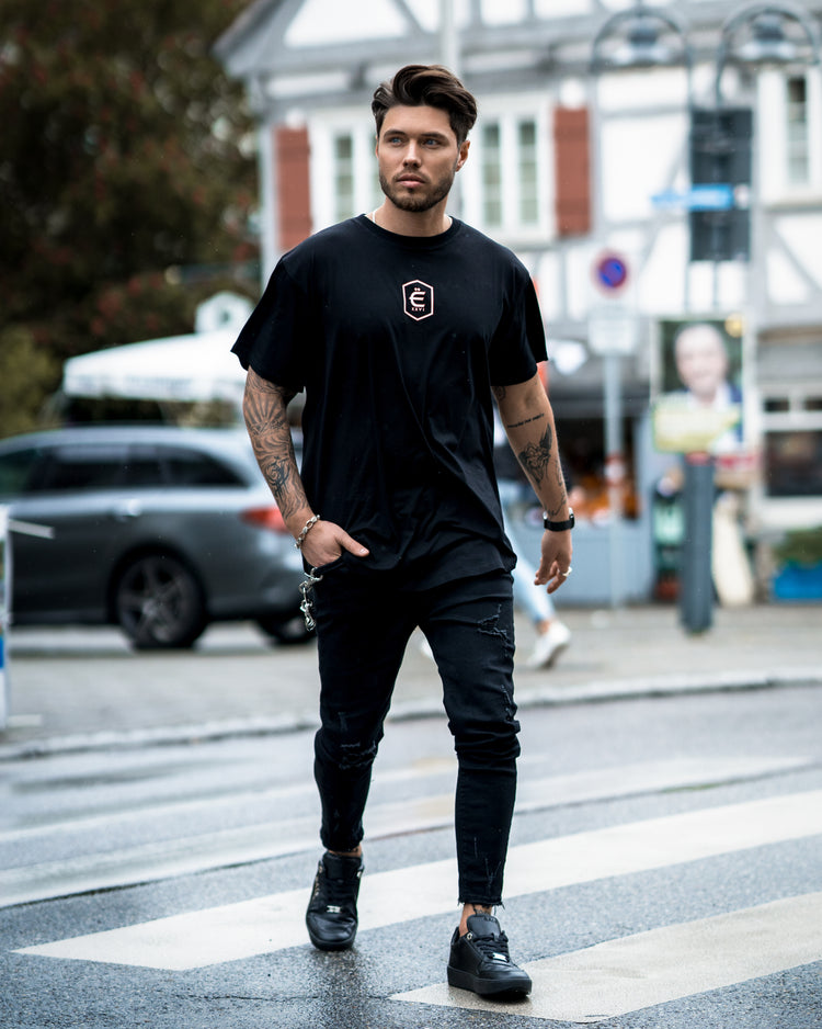 Black Oversized Logo T-Shirt - EXCLSV XXVI