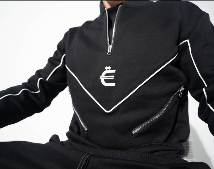 Black & White Strada Half-Zip Sweatshirt - EXCLSV