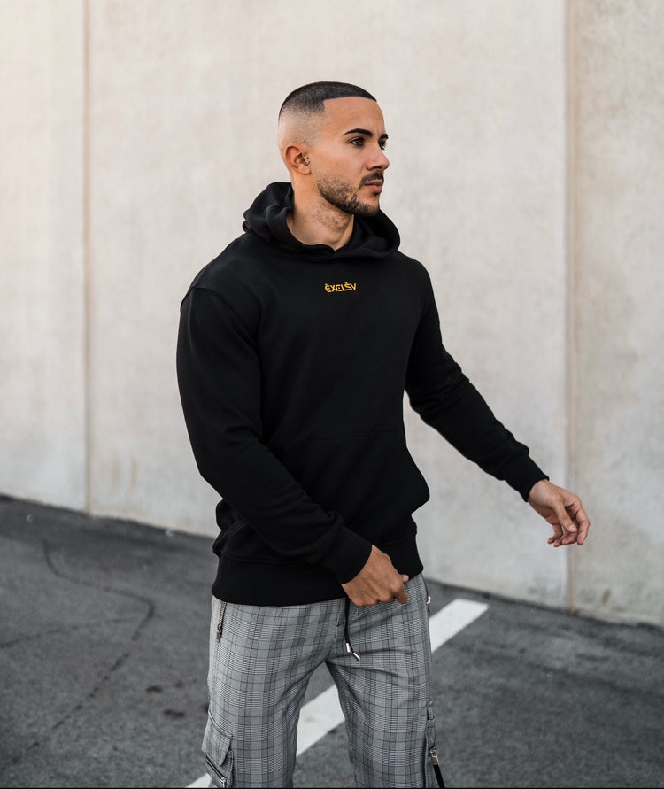 Black & Yellow Classic Logo Hoodie - EXCLSV