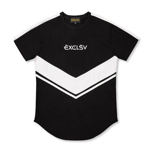 White Dimension Curved Hem T-shirt - EXCLSV
