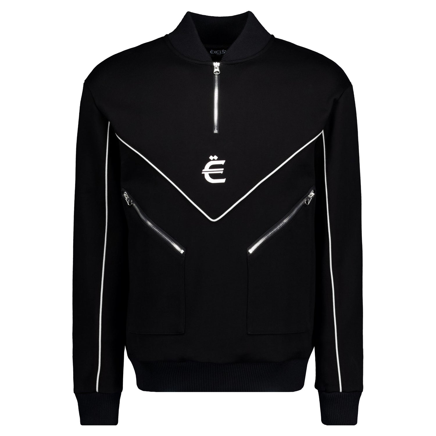 Black & White Strada Half-Zip Sweatshirt - EXCLSV