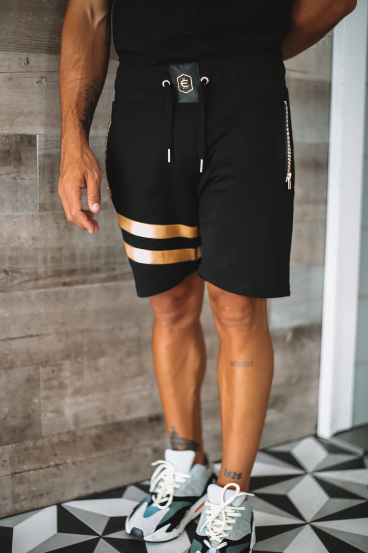 Two Stripe Black Shorts - EXCLSV