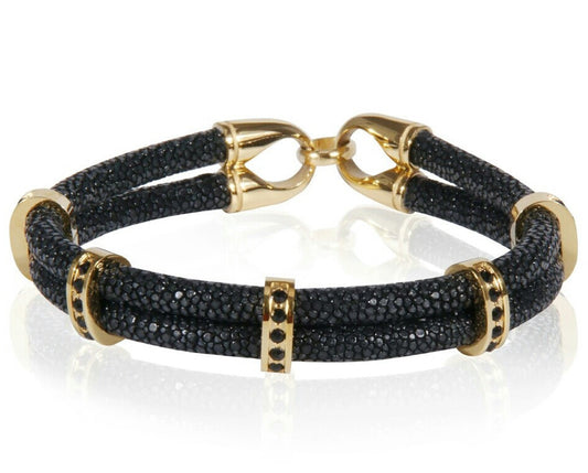 Black Stingray Bracelet 18k Gold Plated With CZ - EXCLSV