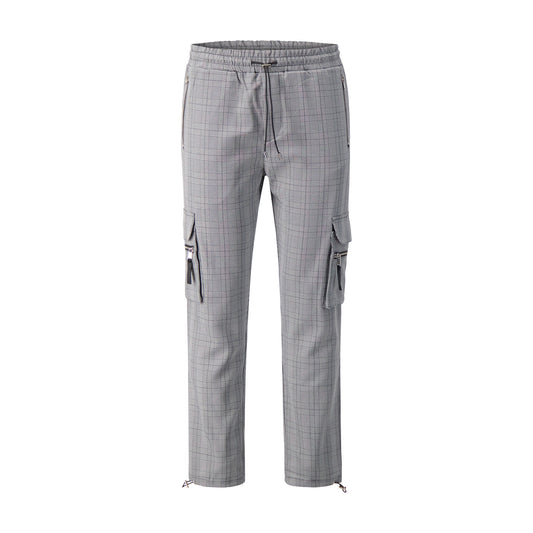 Grey Plaid Cargo Pants - EXCLSV