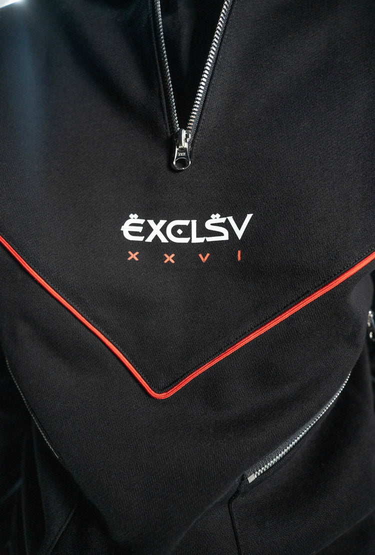 Black and Red Strada Half-Zip Sweatshirt - EXCLSV